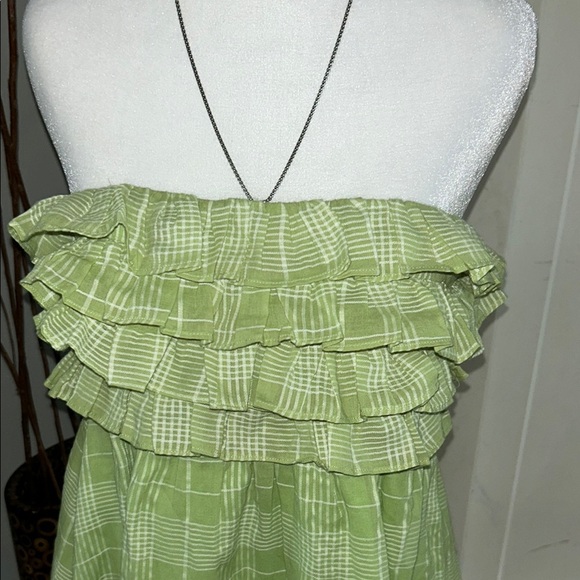 Chic Green Plaid Ruffle Dress - Picture 2 of 8